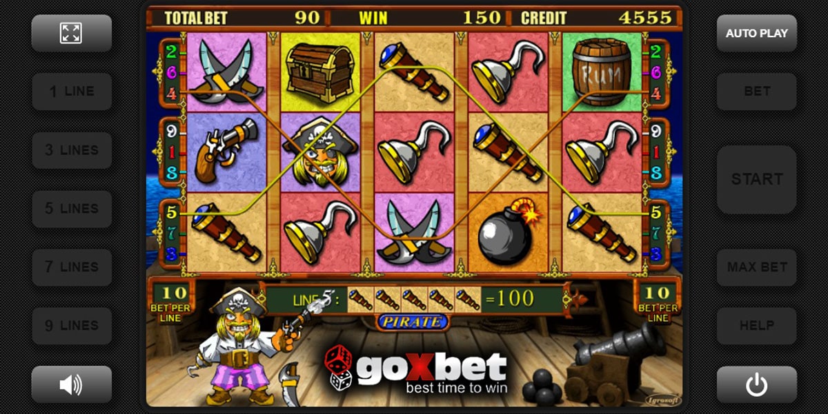 Pirate slot machine from Igrosoft in Goxbet online casino.